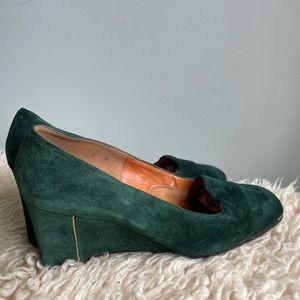 Green suede leather shoes size 8 Spanish leather